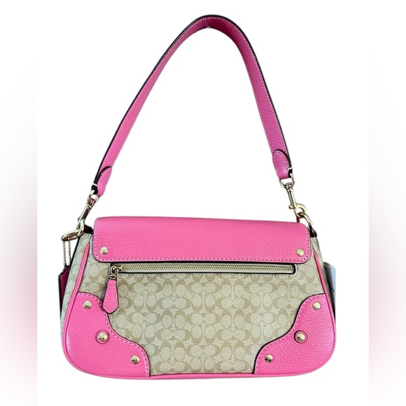 HP π₯βοΈNew Coach Vibrant Pink and Tan Millie Leather Crossbody Shoulder Bag SOLD! - Picture 2 of 16